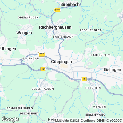 Karte von Göppingen und Umgebung