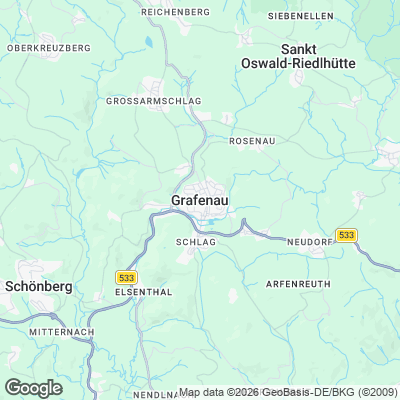 Karte von Grafenau und Umgebung