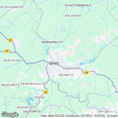 Karte von Greiz und Umgebung