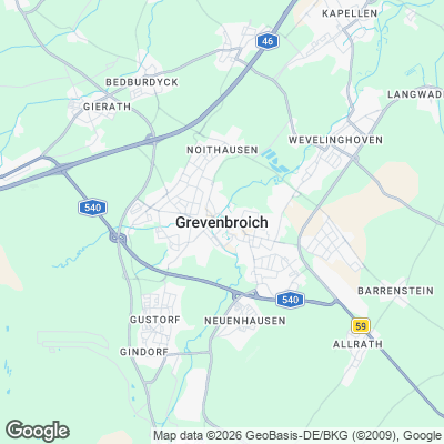 Karte von Grevenbroich und Umgebung