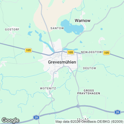 Karte von Grevesmühlen und Umgebung