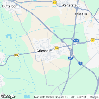 Karte von Griesheim und Umgebung