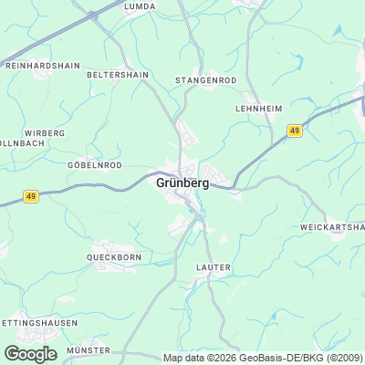 Karte von Grünberg und Umgebung