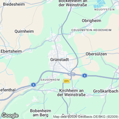 Karte von Grünstadt und Umgebung