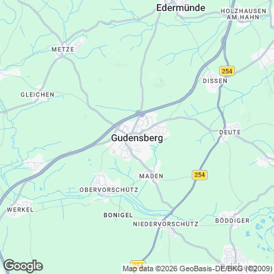 Karte von Gudensberg und Umgebung