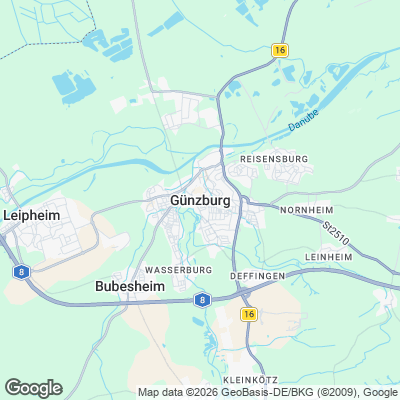 Karte von Günzburg und Umgebung