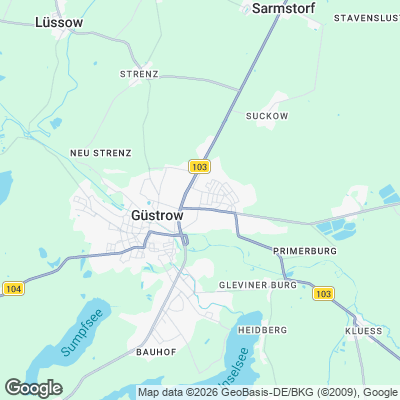 Karte von Güstrow und Umgebung