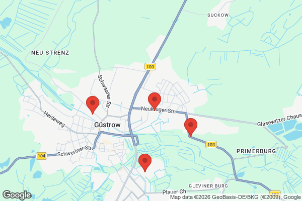 Karte mit Entrümpelungsaufträgen in Güstrow