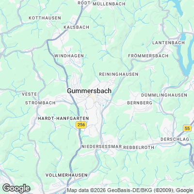Karte von Gummersbach und Umgebung