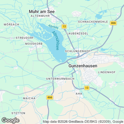 Karte von Gunzenhausen und Umgebung