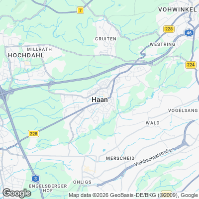Karte von Haan und Umgebung