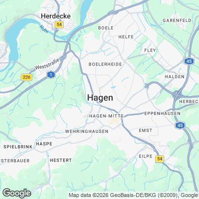 Karte von Hagen und Umgebung