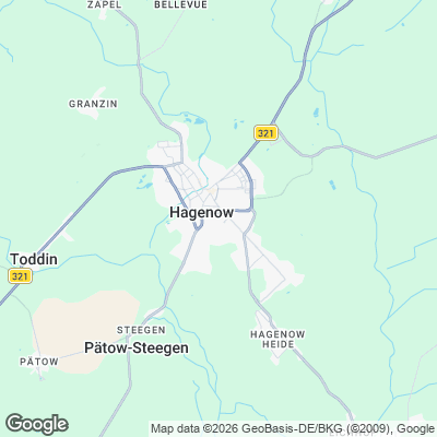 Karte von Hagenow und Umgebung