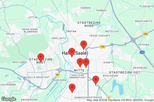 Karte mit Entrümpelungsaufträgen in Halle (Saale)