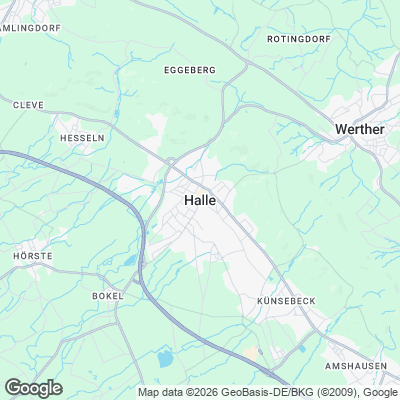 Karte von Halle (Westfalen) und Umgebung