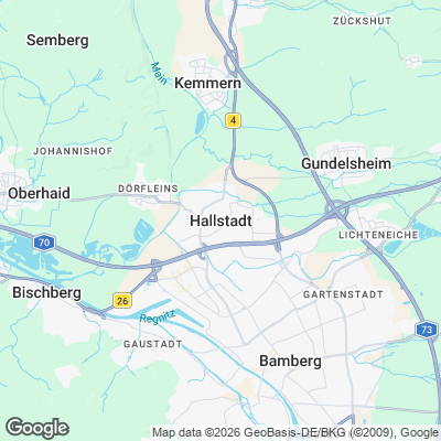 Karte von Hallstadt und Umgebung