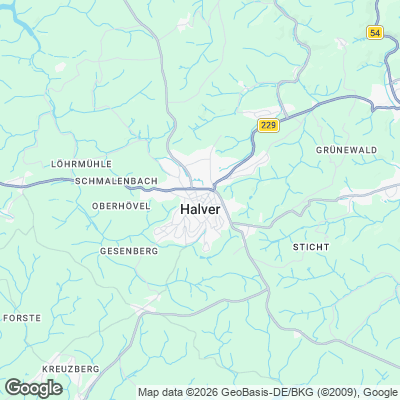 Karte von Halver und Umgebung