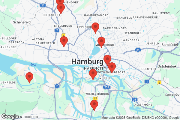 Karte mit Entrümpelungsaufträgen in Hamburg