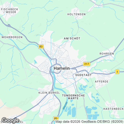 Karte von Hameln und Umgebung