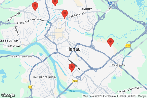 Karte mit Entrümpelungsaufträgen in Hanau