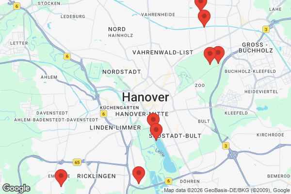 Karte mit Entrümpelungsaufträgen in Hannover