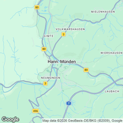 Karte von Hannoversch Münden und Umgebung