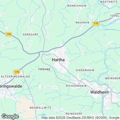 Karte von Hartha und Umgebung