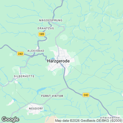 Karte von Harzgerode und Umgebung