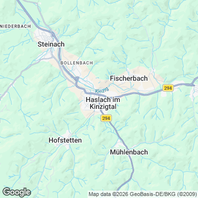 Karte von Haslach im Kinzigtal und Umgebung