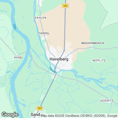 Karte von Havelberg und Umgebung