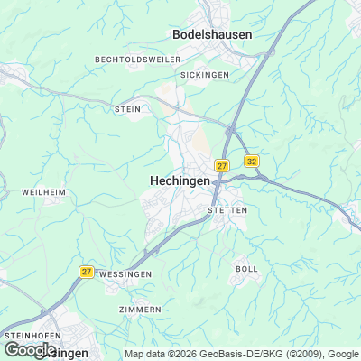 Karte von Hechingen und Umgebung