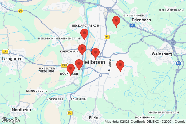 Karte mit Entrümpelungsaufträgen in Heilbronn