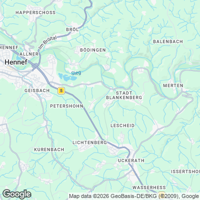 Karte von Hennef und Umgebung