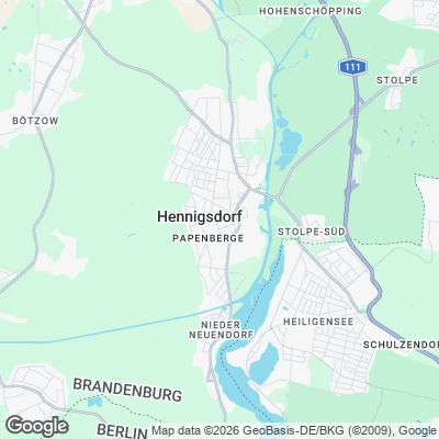 Karte von Hennigsdorf und Umgebung