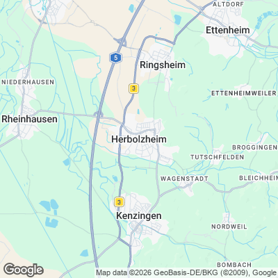 Karte von Herbolzheim und Umgebung