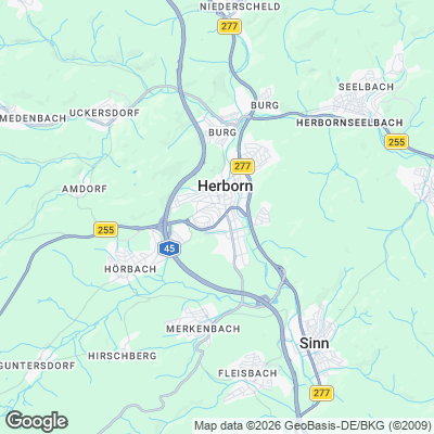 Karte von Herborn und Umgebung