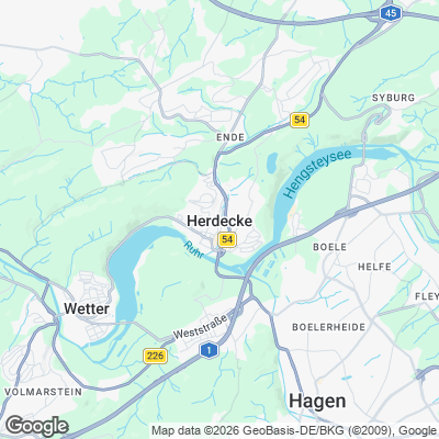 Karte von Herdecke und Umgebung