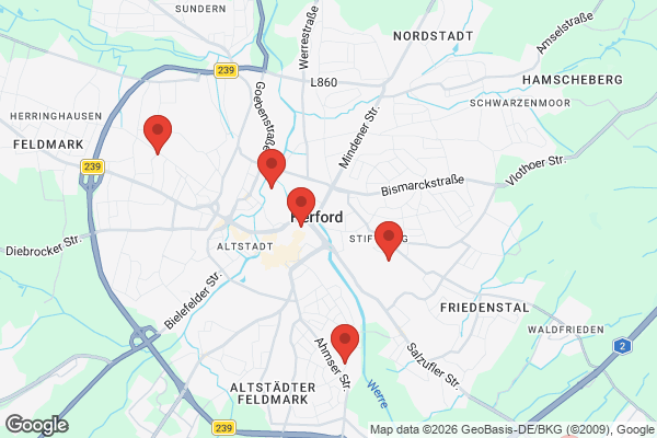 Karte mit Entrümpelungsaufträgen in Herford