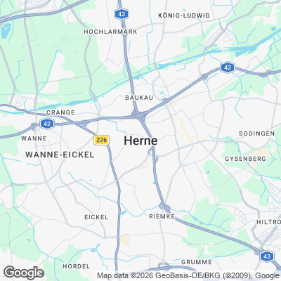 Karte von Herne und Umgebung