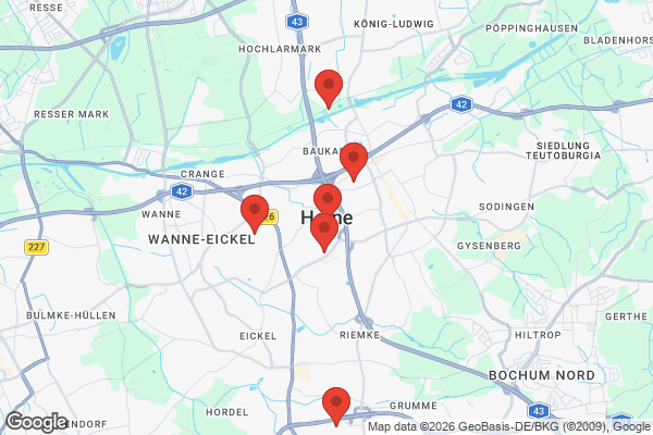 Karte mit Entrümpelungsaufträgen in Herne