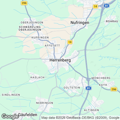 Karte von Herrenberg und Umgebung