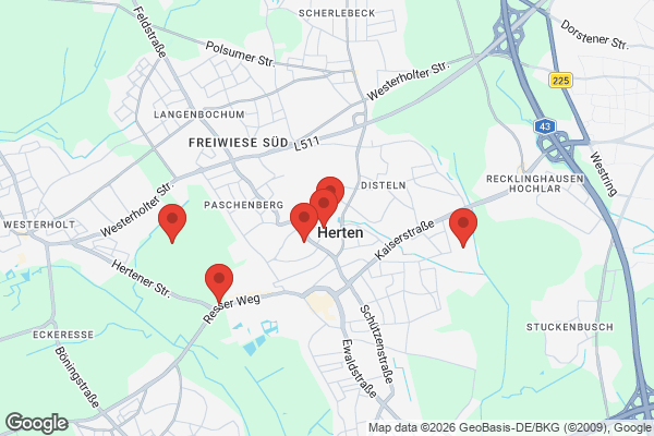 Karte mit Entrümpelungsaufträgen in Herten
