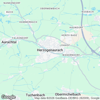 Karte von Herzogenaurach und Umgebung