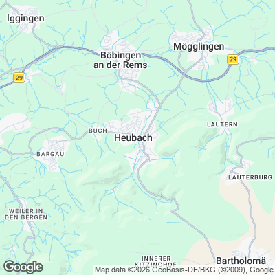 Karte von Heubach und Umgebung