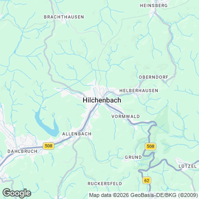 Karte von Hilchenbach und Umgebung