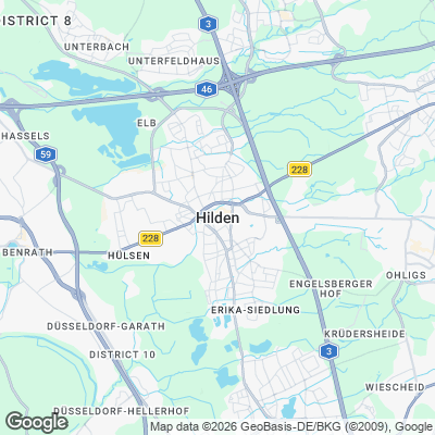 Karte von Hilden und Umgebung