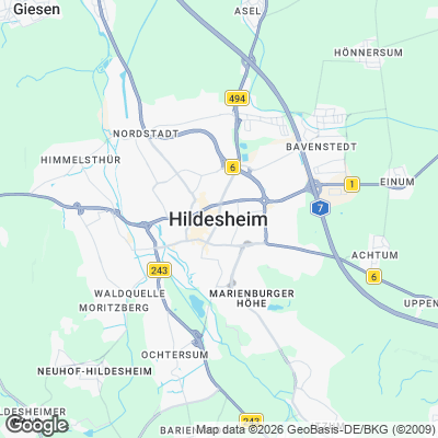 Karte von Hildesheim und Umgebung
