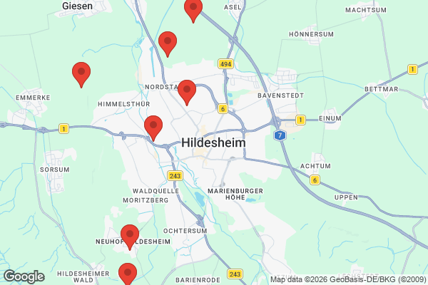 Karte mit Entrümpelungsaufträgen in Hildesheim