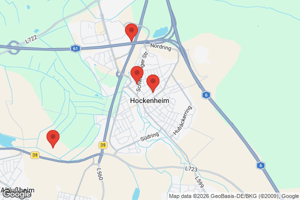 Karte mit Entrümpelungsaufträgen in Hockenheim