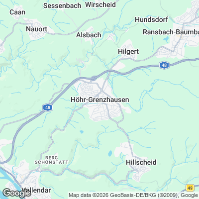 Karte von Höhr-Grenzhausen und Umgebung